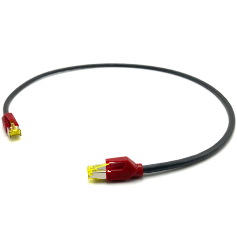 CAT.6A ethernet cable with red RJ45 boots